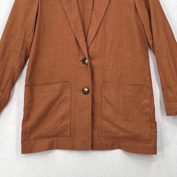 MADEWELL Linen Dorset Blazer Womens Small Brown Warm Hickory Lightweight Travel - Picture 8 of 15